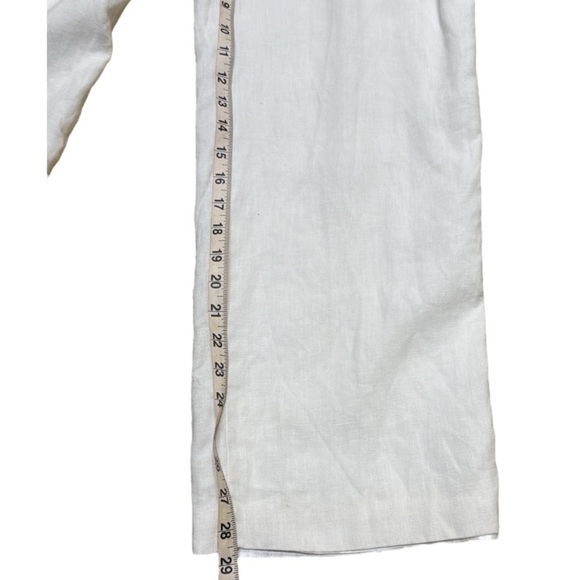 Carole Little White Linen Embroidered Pantsuit 90’s Wide Leg Tailored Fit Sz 6 - Picture 9 of 15
